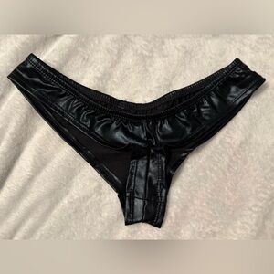 NWOT Black Shiny Faux Leather Bikini Bottom / Panty